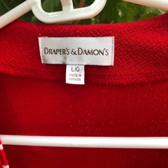 Draper's & Damon's • Large •  Red/White • Striped • Cardigan • Sweater - Picture 7 of 9